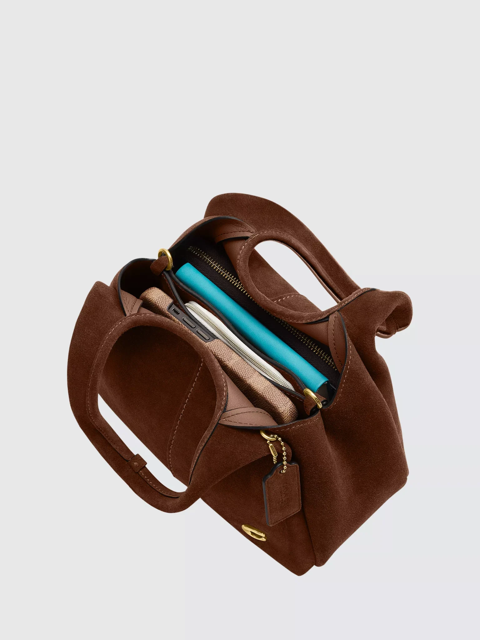 Bolsa Coach Lana 23 suede marrom - Imagem 2