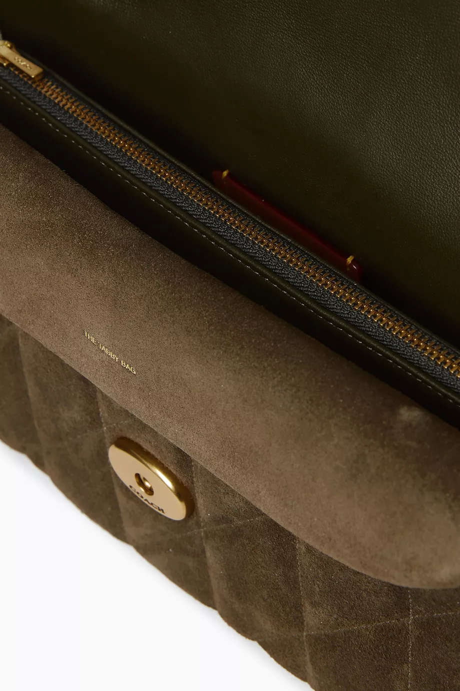 Bolsa Coach Tabby quilting 26 suede oliva - Imagem 3