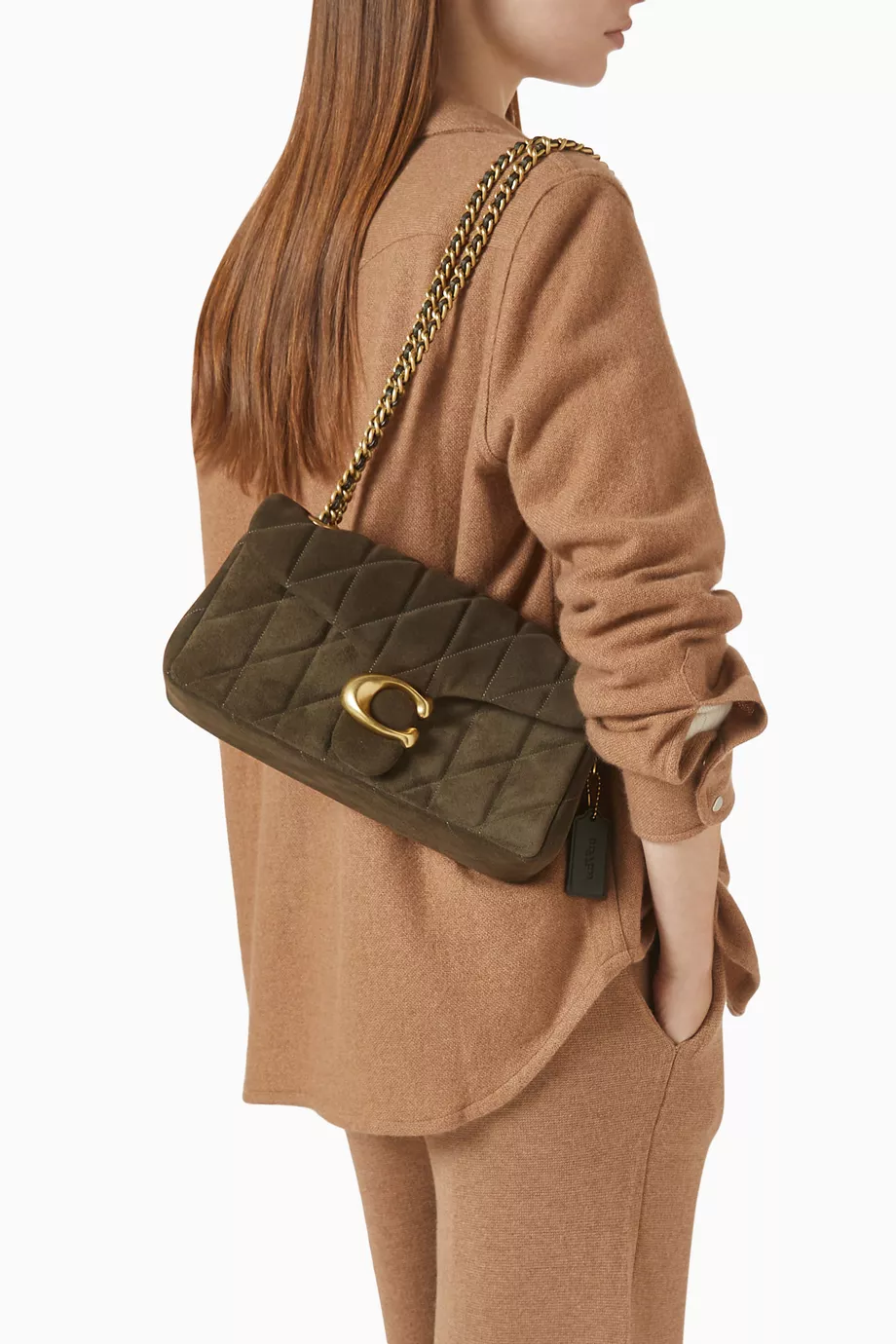 Bolsa Coach Tabby quilting 26 suede oliva - Imagem 5