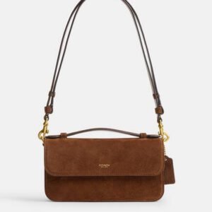 Bolsa Coach Elora suede marrom