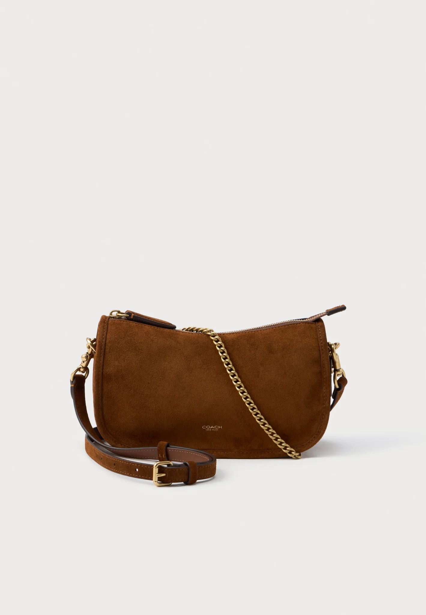 48a6231f11bb4c69b4973b8f4d77dd86 Bolsa Coach Waverly suede marrom - Imagem 1