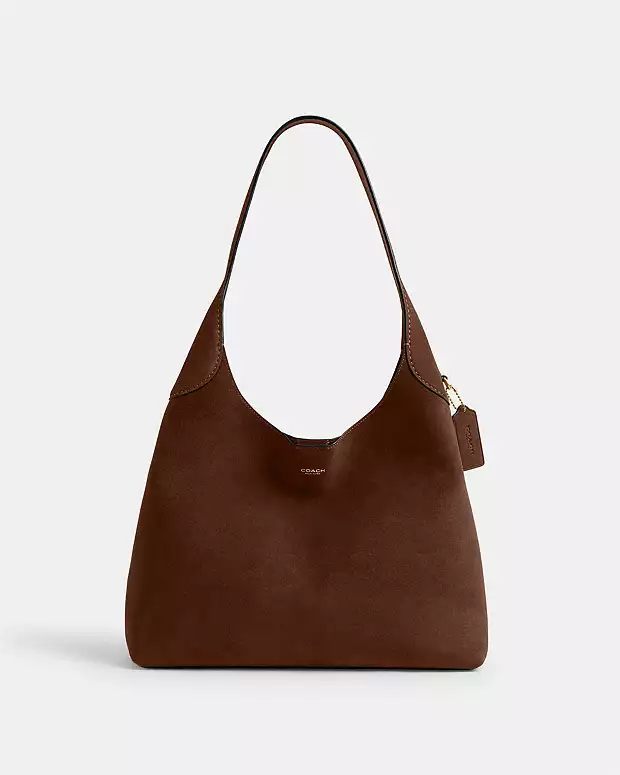 Bolsa Coach Brooklyn 34 suede marrom