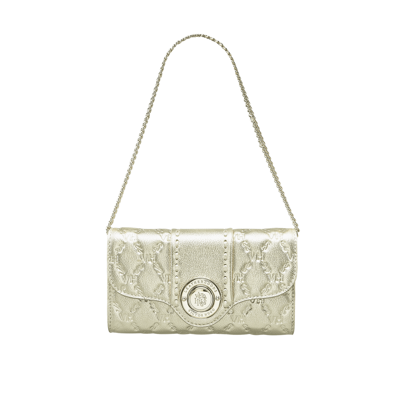 Bolsa Victor Hugo Lock Clutch Elos champanhe