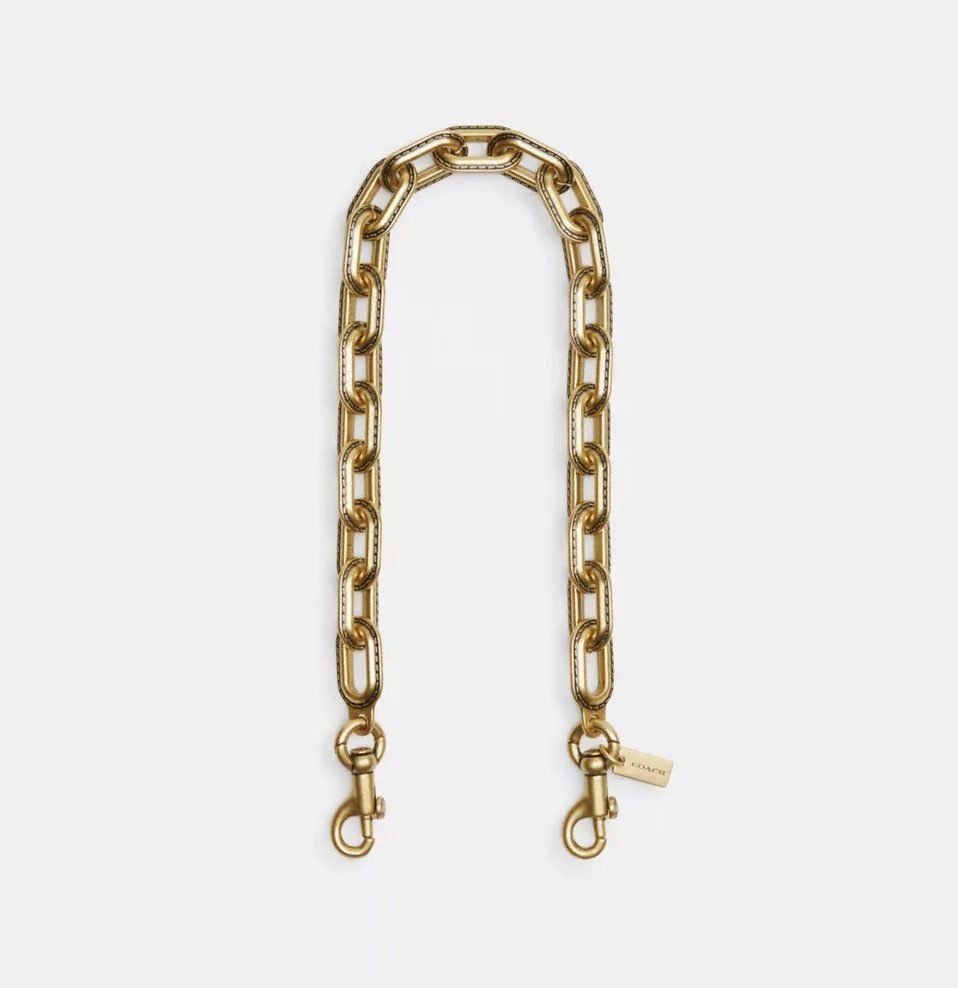 Alça Metal Chain Strap Coach dourada