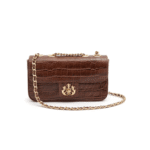 Bolsa Isla Anne Em Couro Maxi Croco Pinhão Ouro