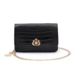Bolsa Carteira Transversal Forever New Croco Preto Ouro