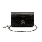 BOLSA CARTEIRA TRANSVERSAL FOREVER NEW CROCO PRETO ONIX