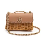 Mini Selene Rattan e Couro Argila Mel